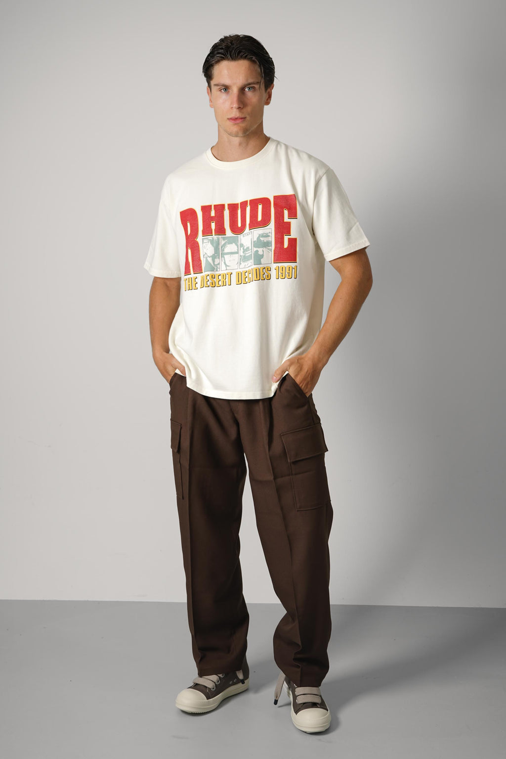 Rhude The Desert Decides Tee – Vintage White / Red / Multi