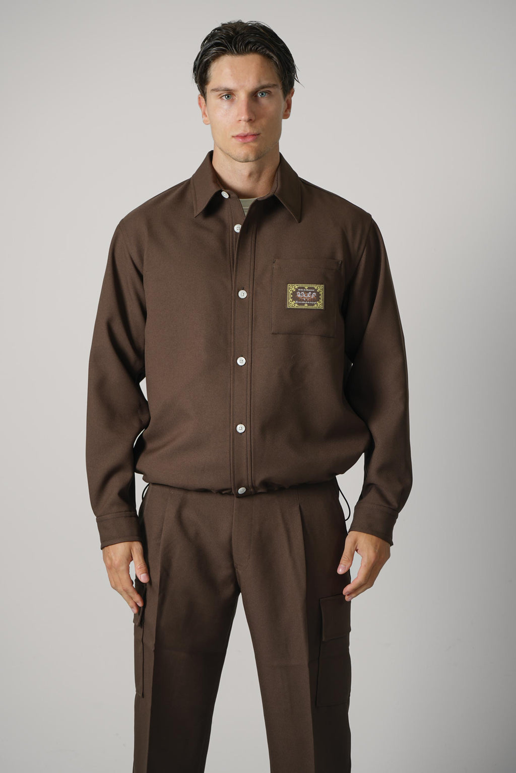 Drôle de Monsieur Elasticated Hem Shirt – Brown