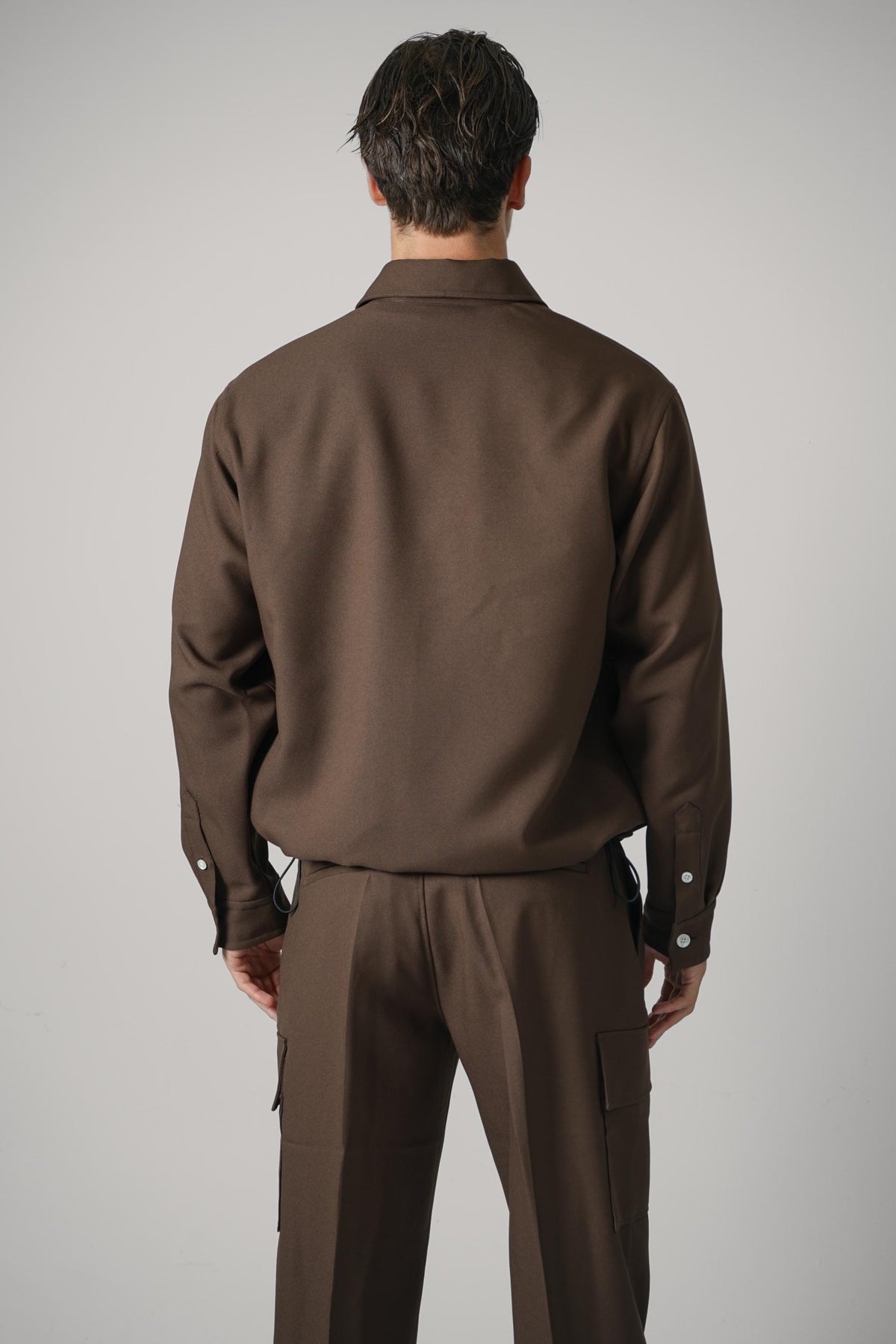 Drôle de Monsieur Elasticated Hem Shirt – Brown