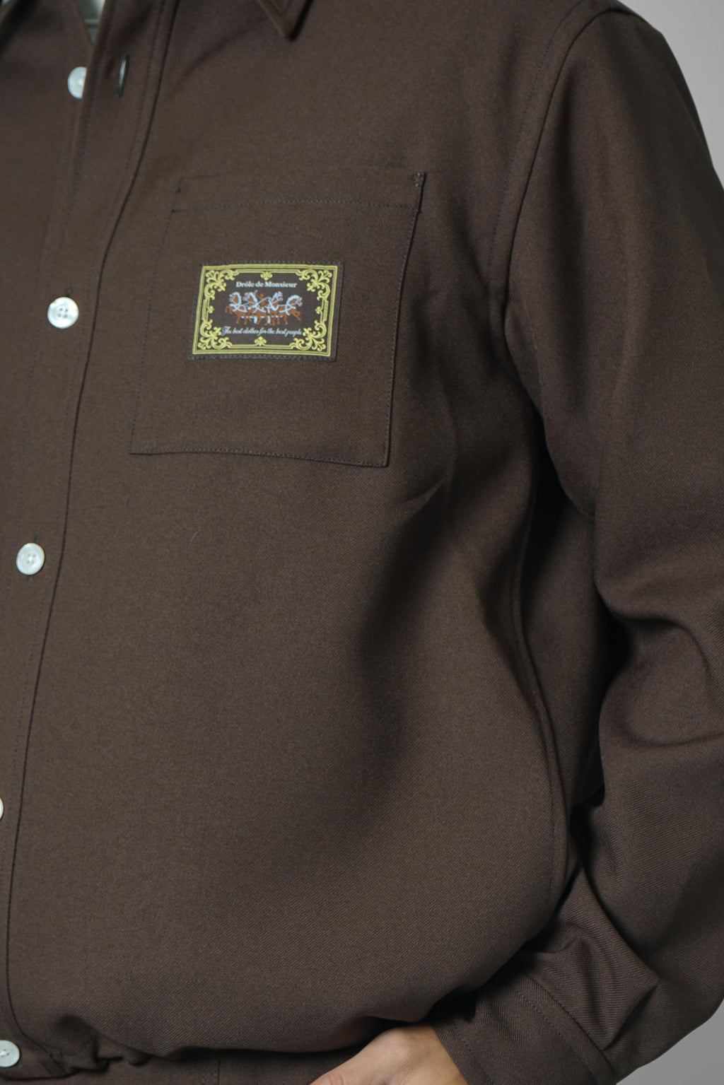 Drôle de Monsieur Elasticated Hem Shirt – Brown
