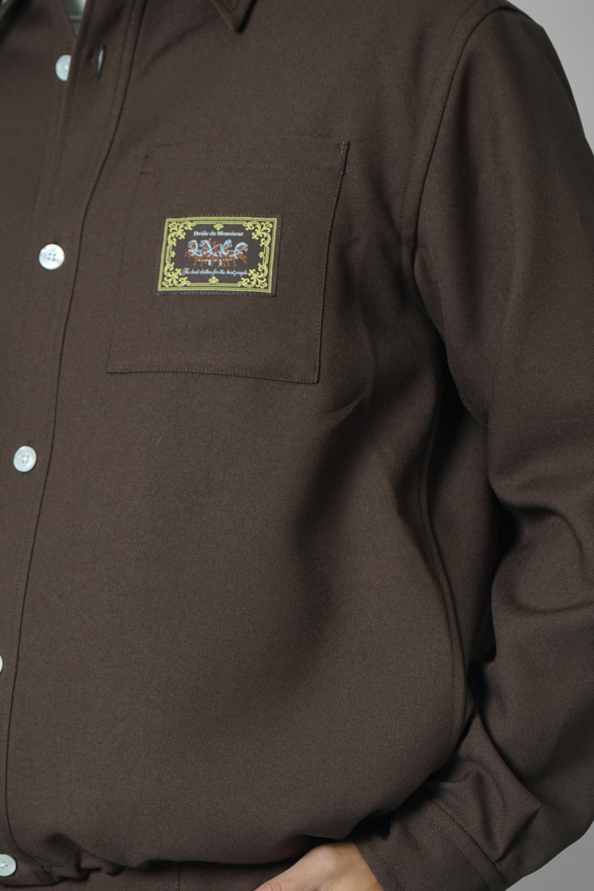 Drôle de Monsieur Elasticated Hem Shirt – Brown