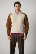 Drôle de Monsieur Zipped Cardigan Sherpa Collar D Mirror – Off White
