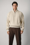 Bram's Fruit Fisherman Quarter Zip Knit – Beige