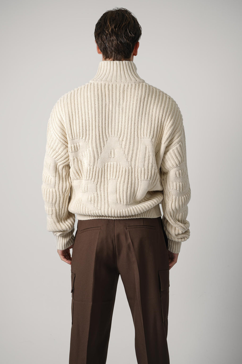 Bram's Fruit Fisherman Quarter Zip Knit – Beige