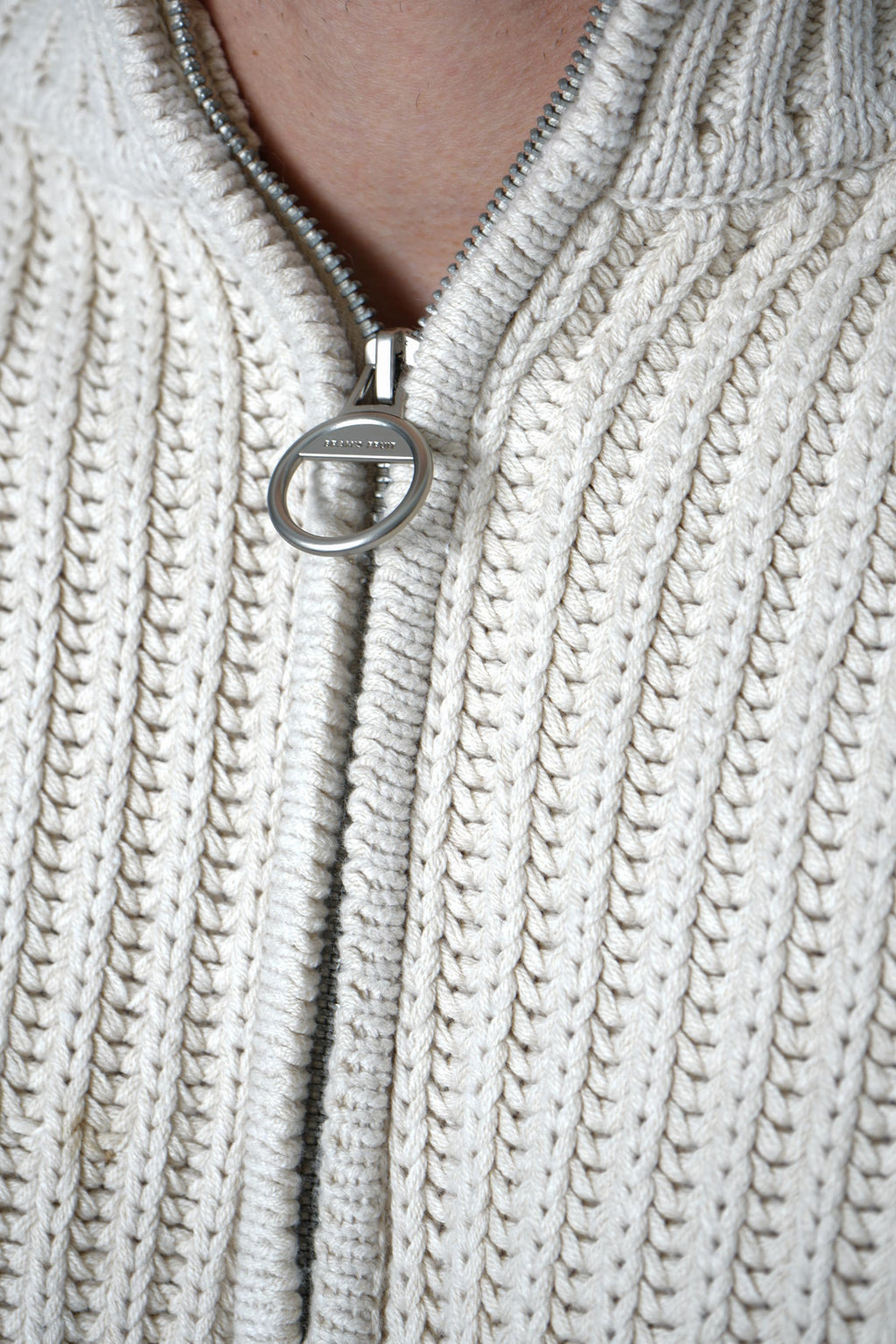 Bram's Fruit Fisherman Quarter Zip Knit – Beige