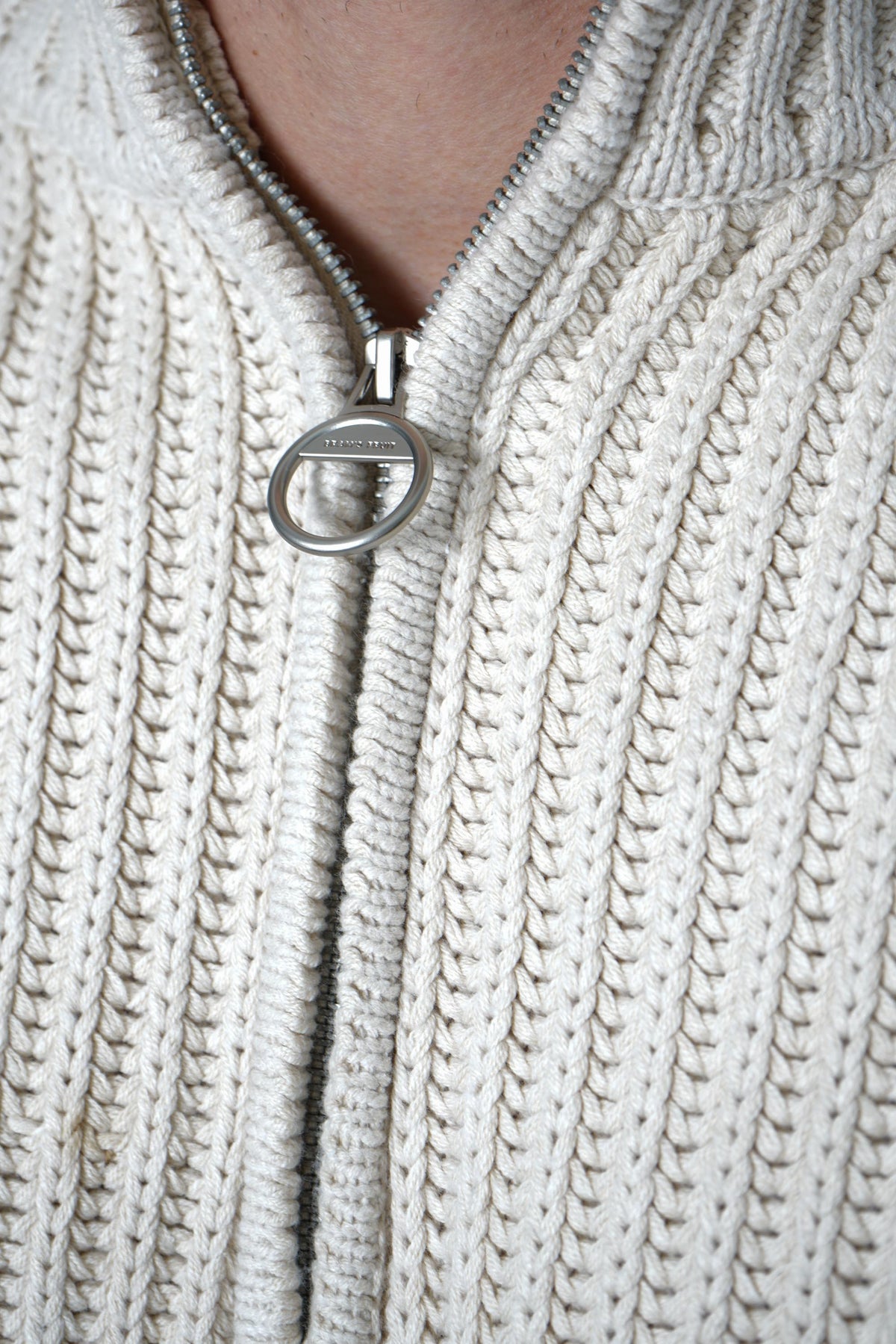 Bram's Fruit Fisherman Quarter Zip Knit – Beige