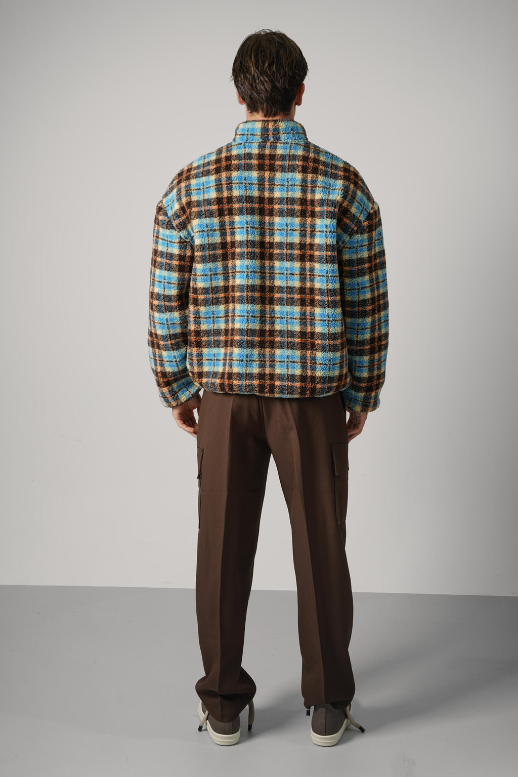 Drôle de Monsieur Checked Sherpa Half Zipped Jacket – Multicolor