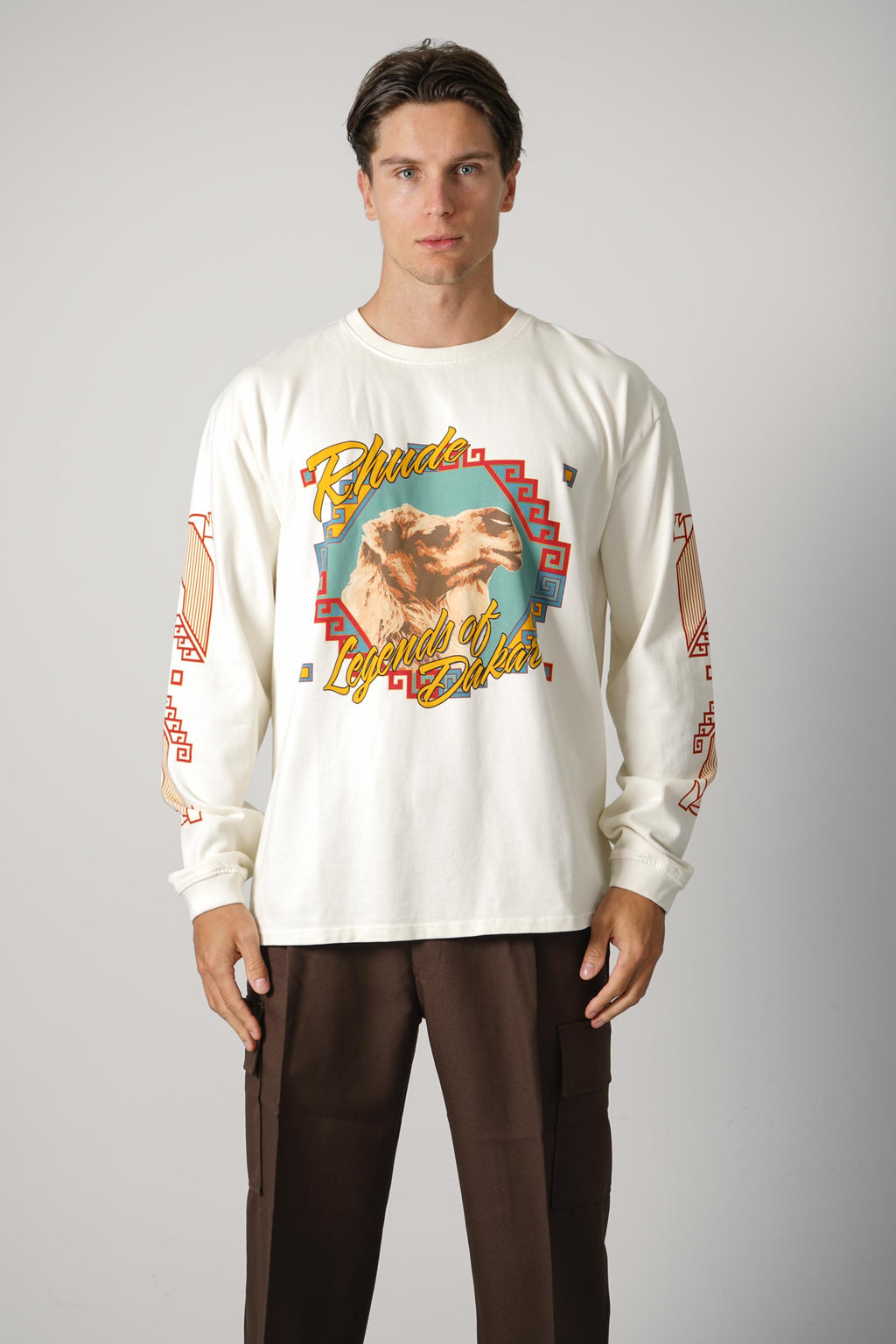 Rhude Legends of Dakar LS Tee – Vintage White / Multi