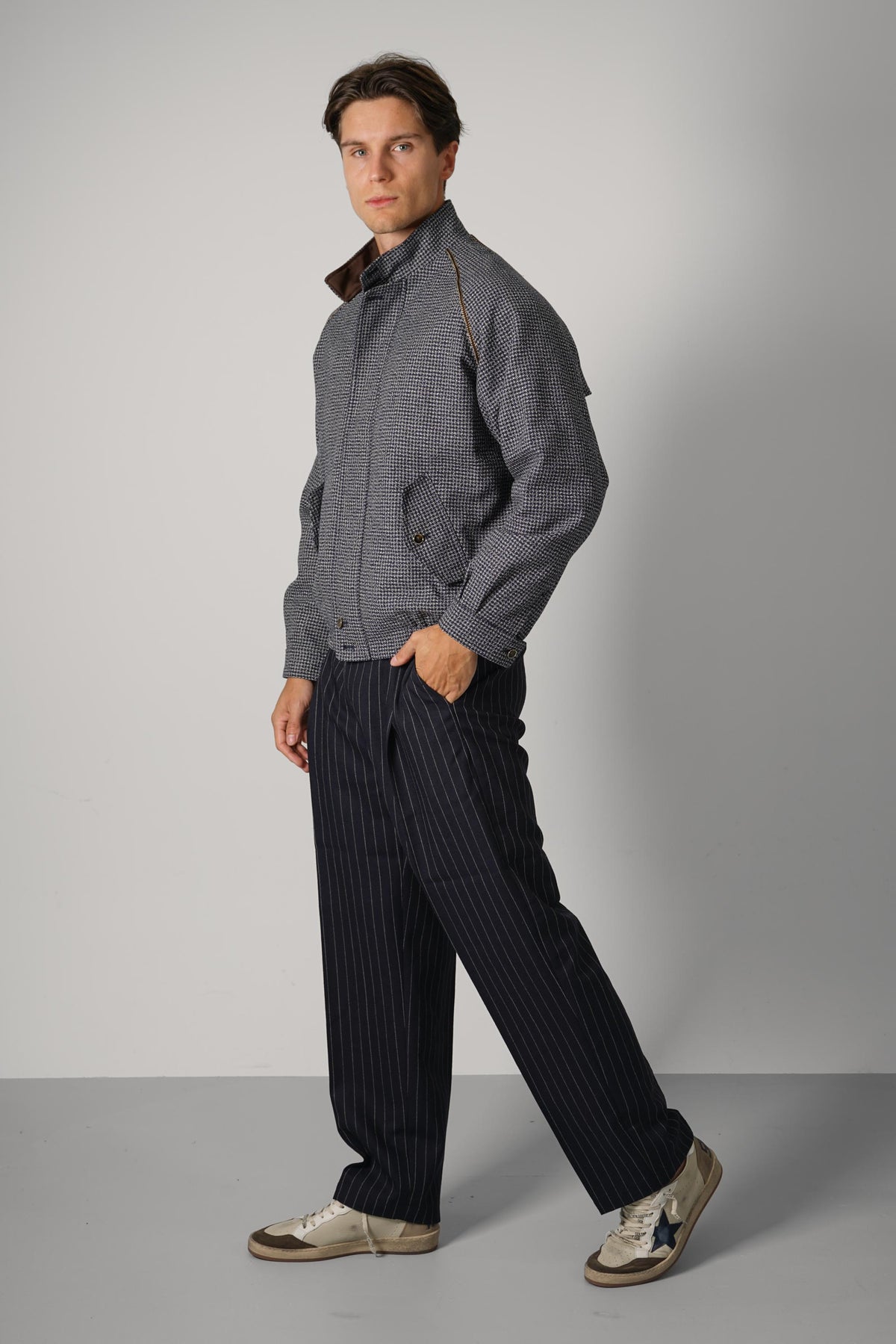 Drôle de Monsieur Houndstooth Baracuta Jacket – Navy
