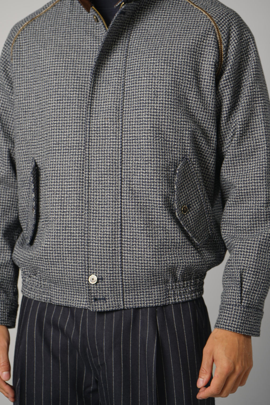 Drôle de Monsieur Houndstooth Baracuta Jacket – Navy