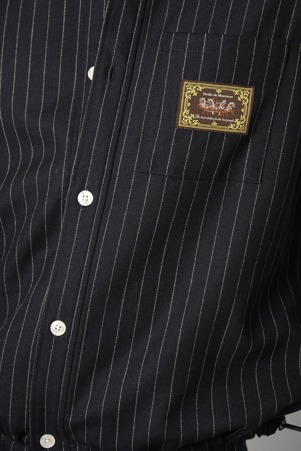Drôle de Monsieur Elasticated Hem Shirt – Navy
