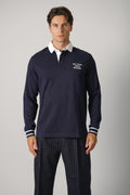 Drôle de Monsieur Slogan Longsleeve Polo – Navy