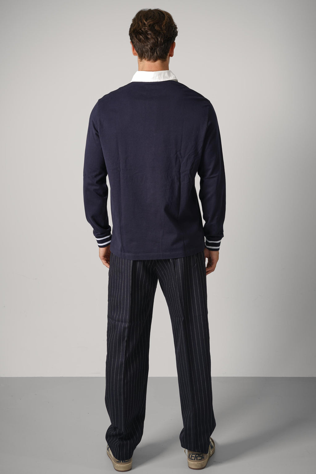 Drôle de Monsieur Slogan Longsleeve Polo – Navy