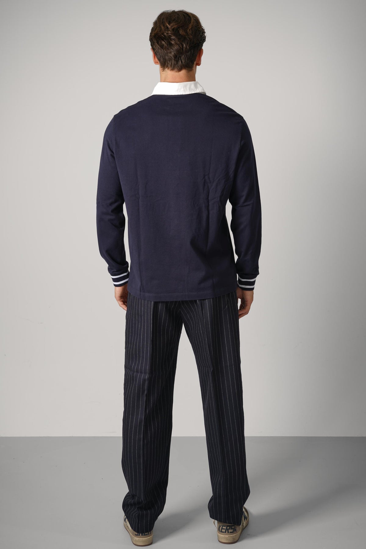 Drôle de Monsieur Slogan Longsleeve Polo – Navy