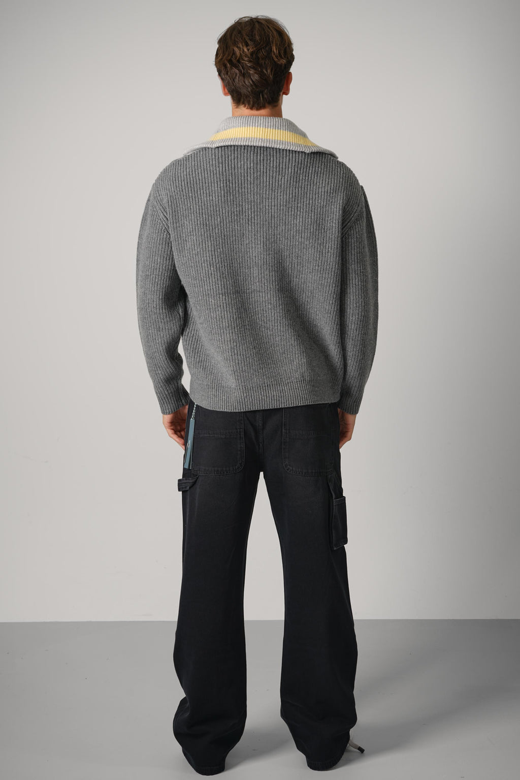 Drôle de Monsieur Half Zipped Trucker Sweater – Grey