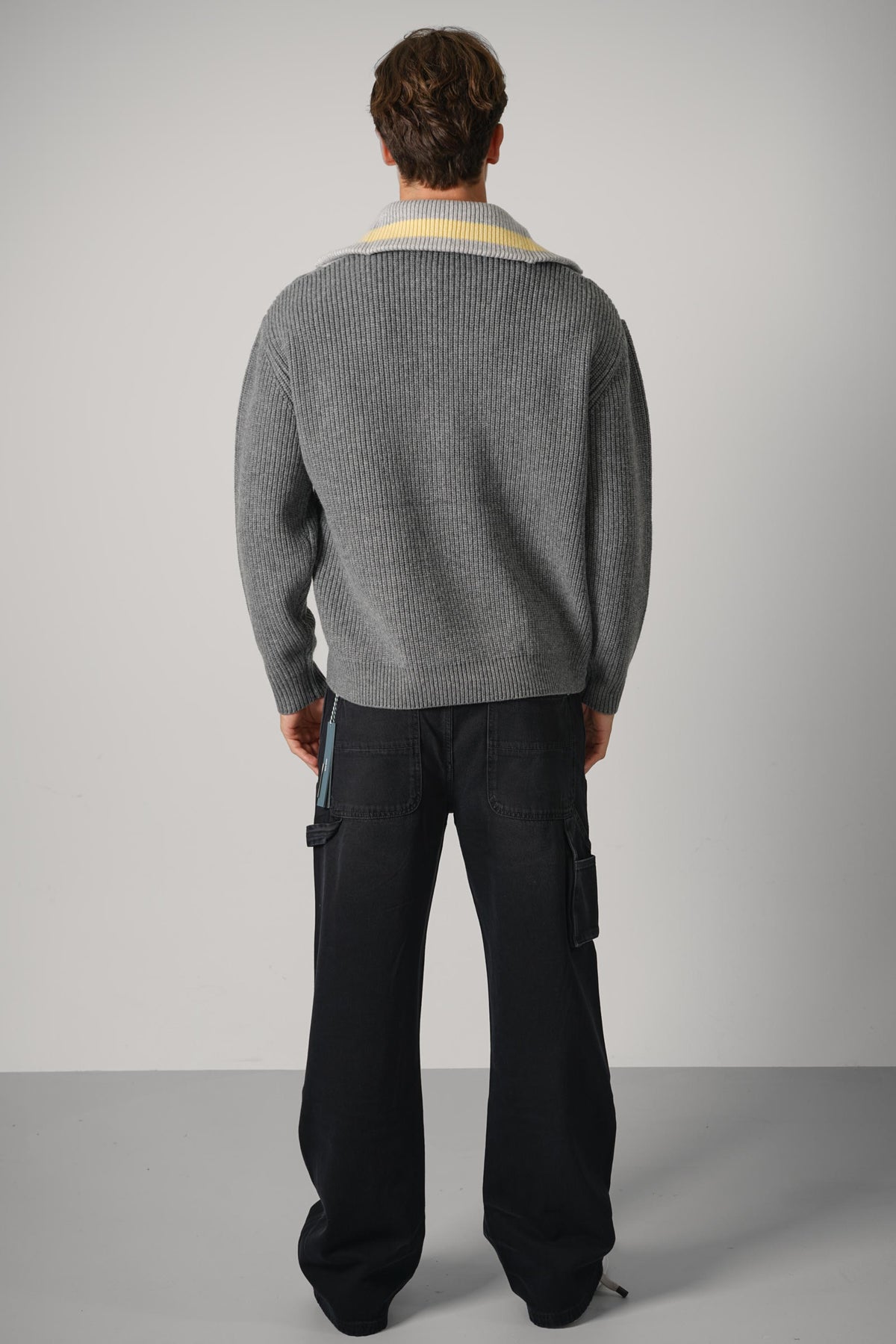 Drôle de Monsieur Half Zipped Trucker Sweater – Grey