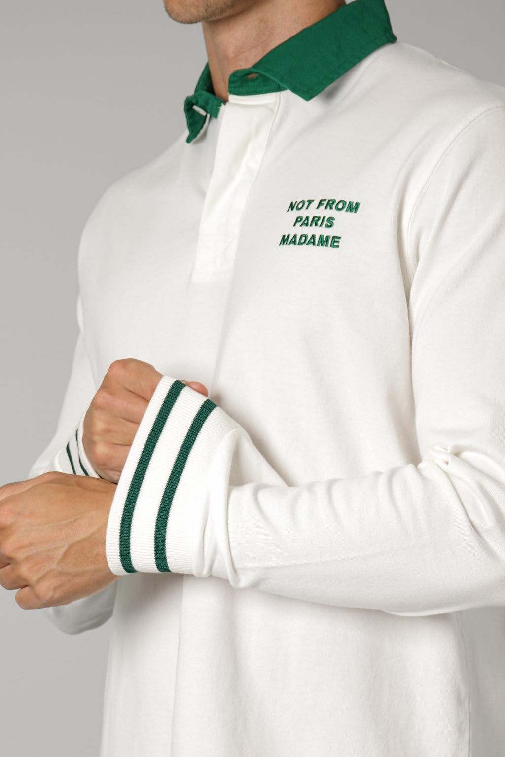 Drôle de Monsieur Slogan Longsleeve Polo – Off White