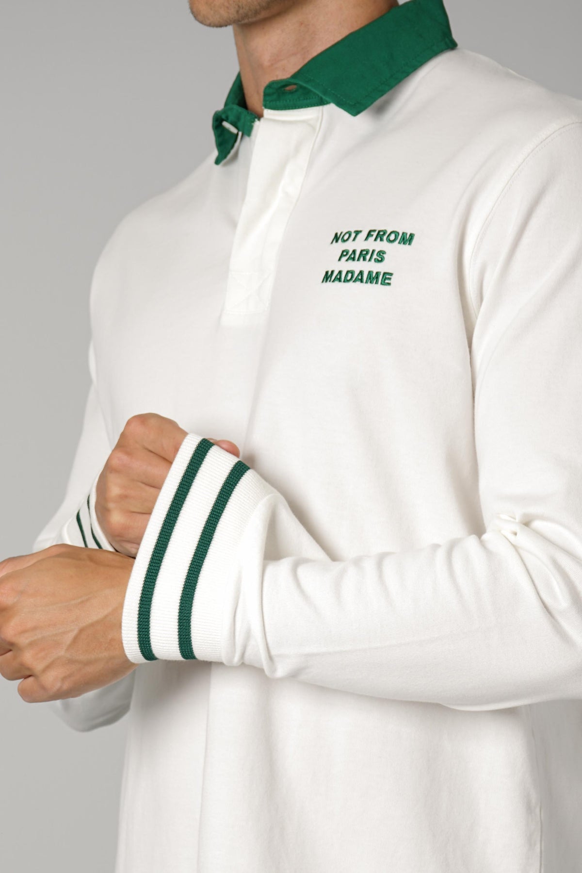 Drôle de Monsieur Slogan Longsleeve Polo – Off White