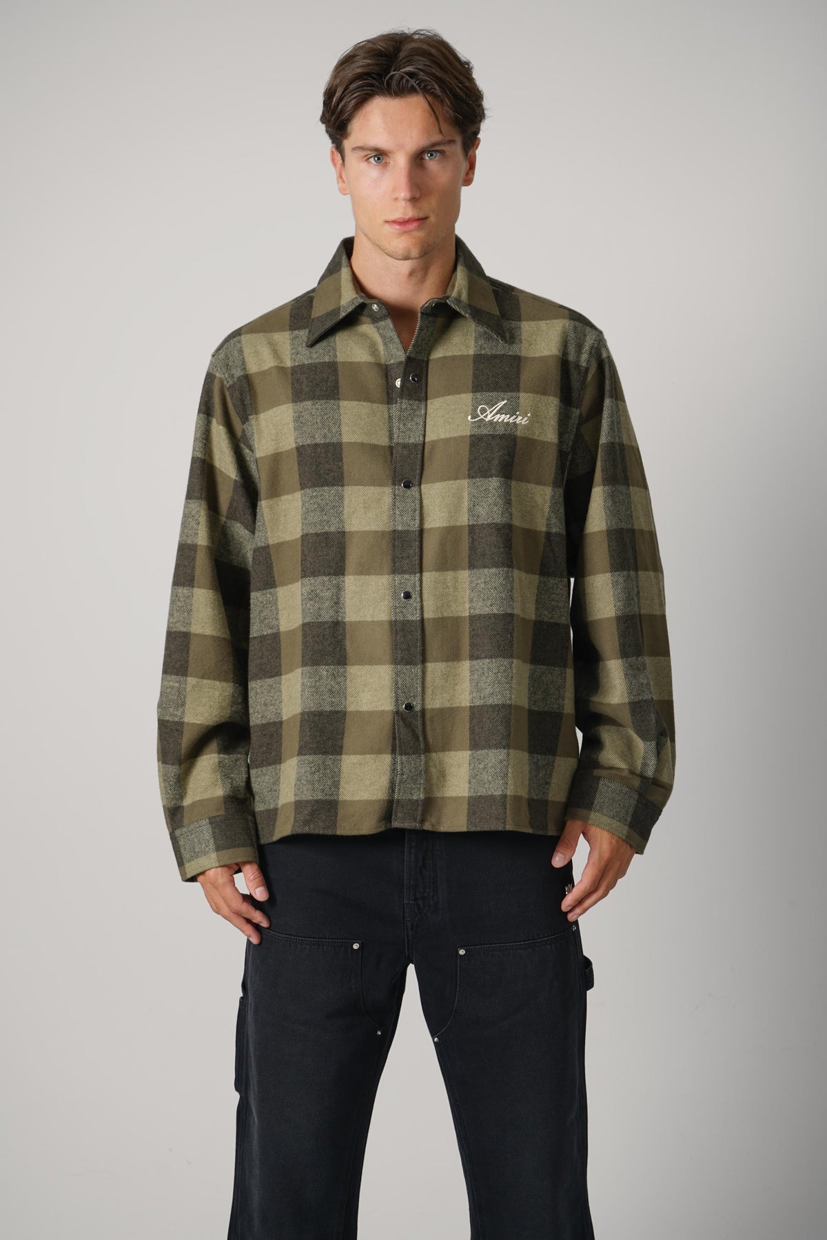 Amiri Os Heavy Flannel Shirt – Deep Olive