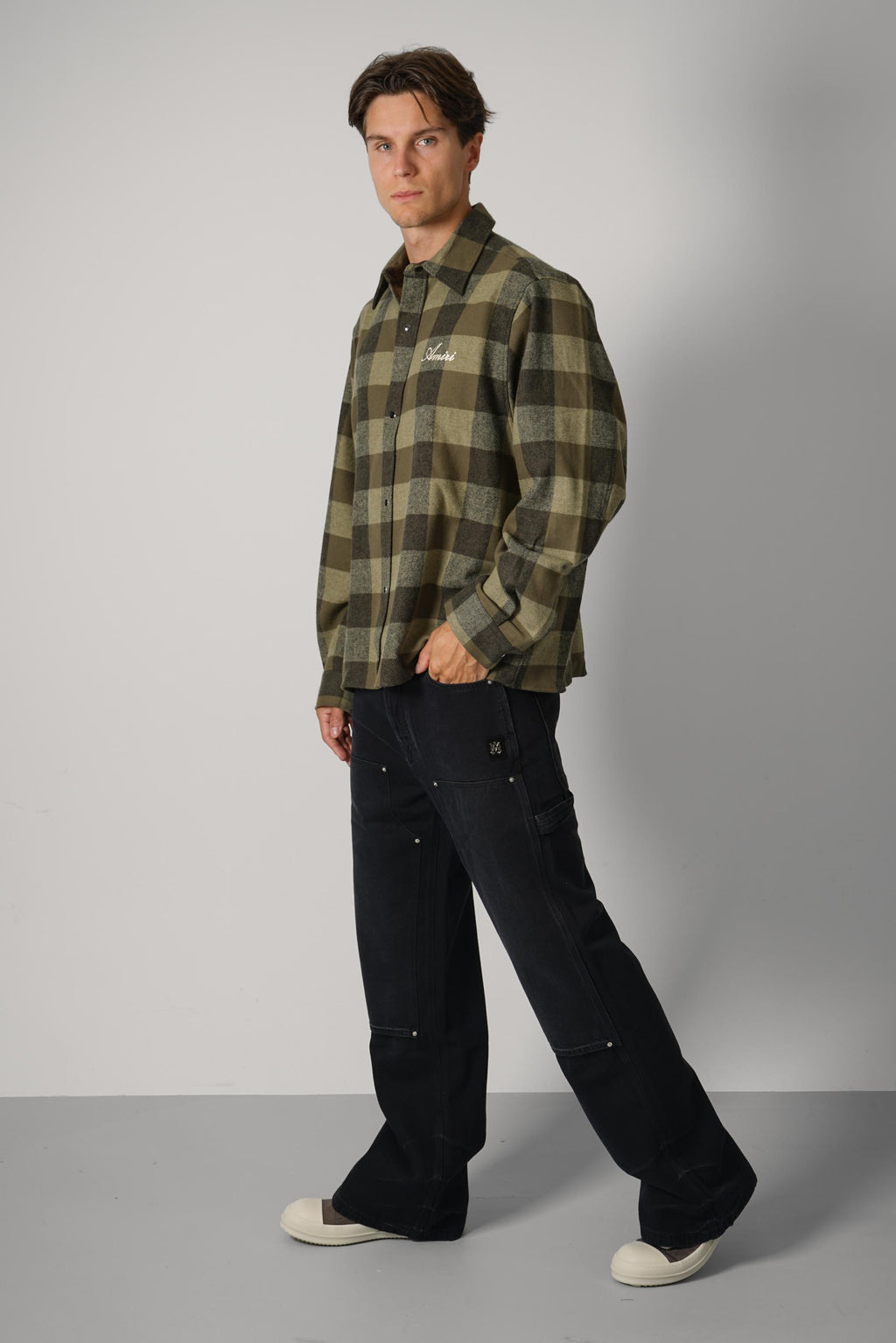 Amiri Os Heavy Flannel Shirt – Deep Olive
