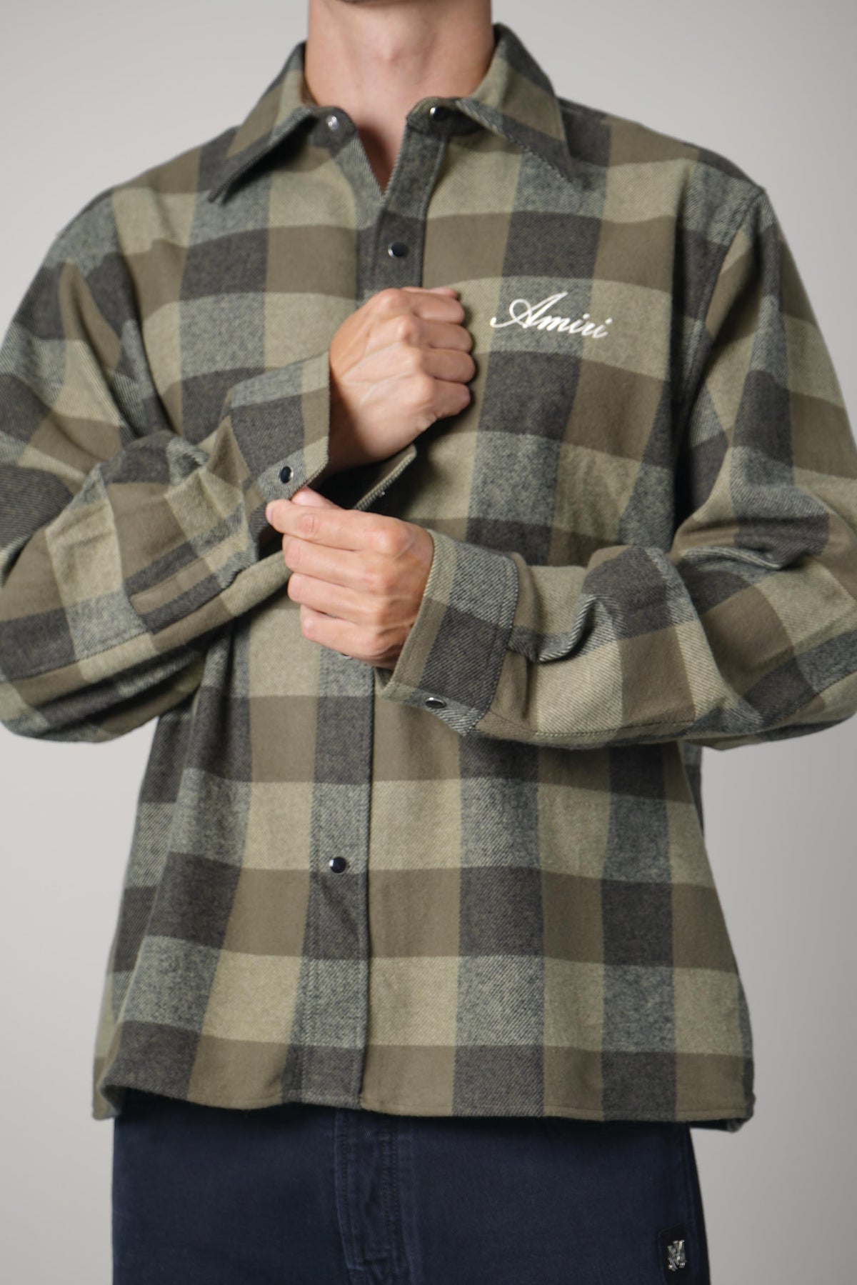 Amiri Os Heavy Flannel Shirt – Deep Olive