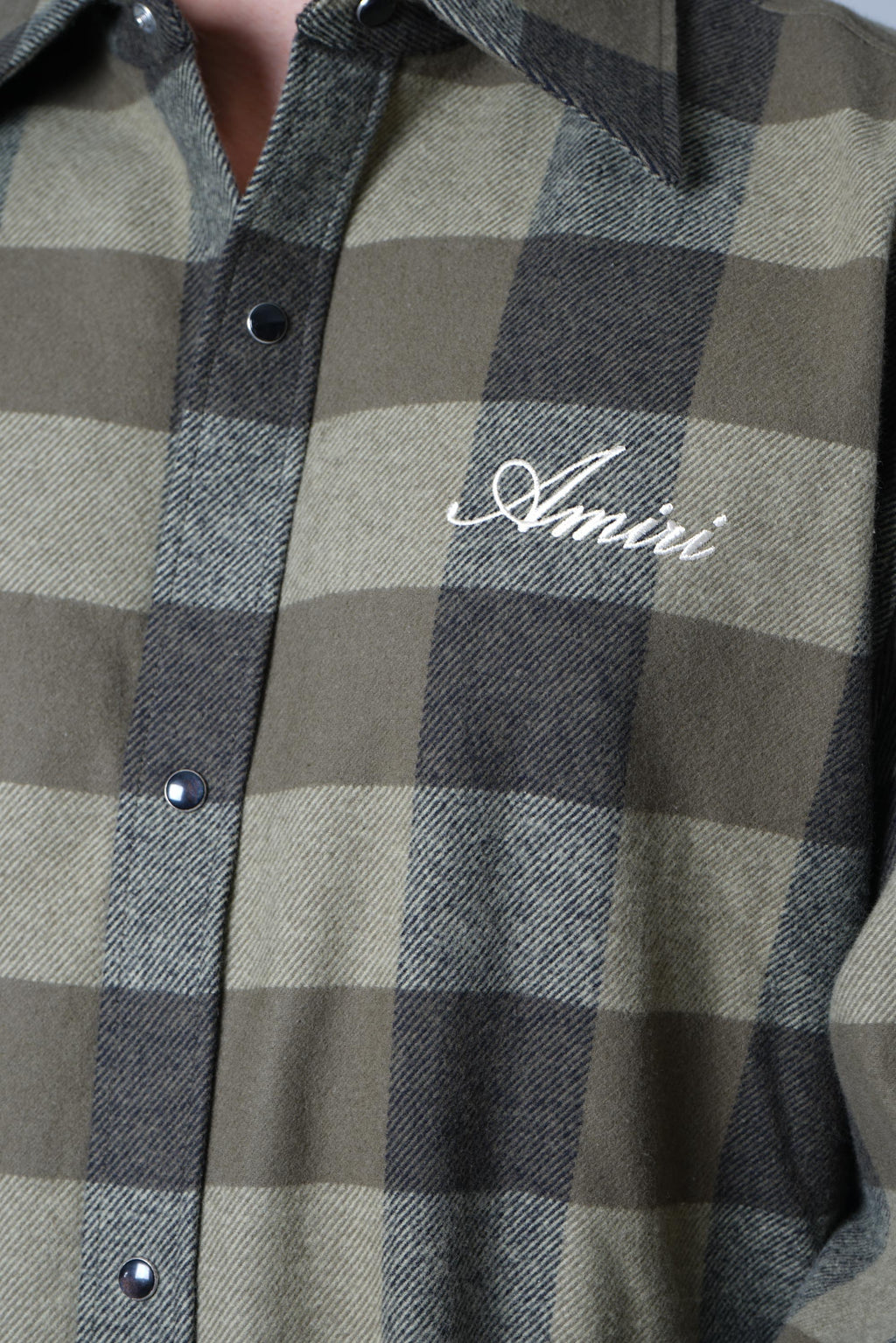 Amiri Os Heavy Flannel Shirt – Deep Olive