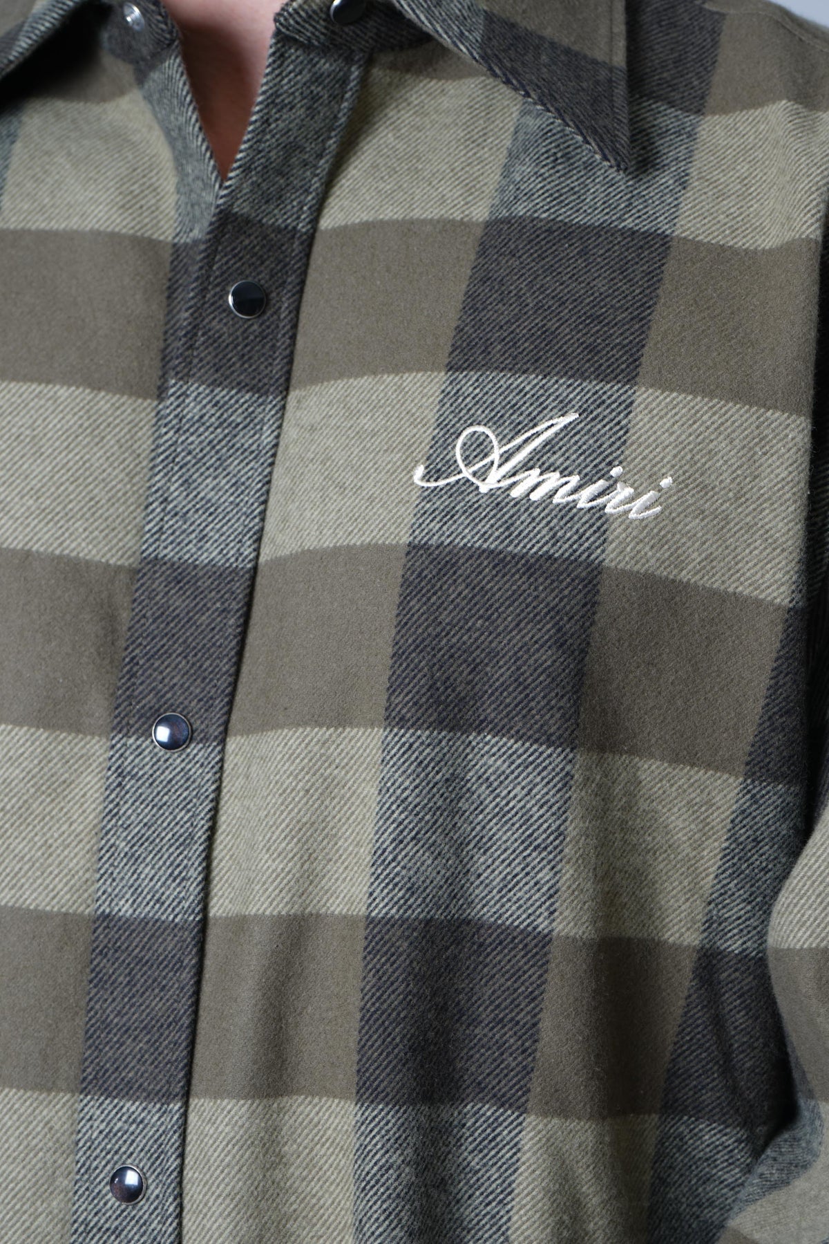Amiri Os Heavy Flannel Shirt – Deep Olive