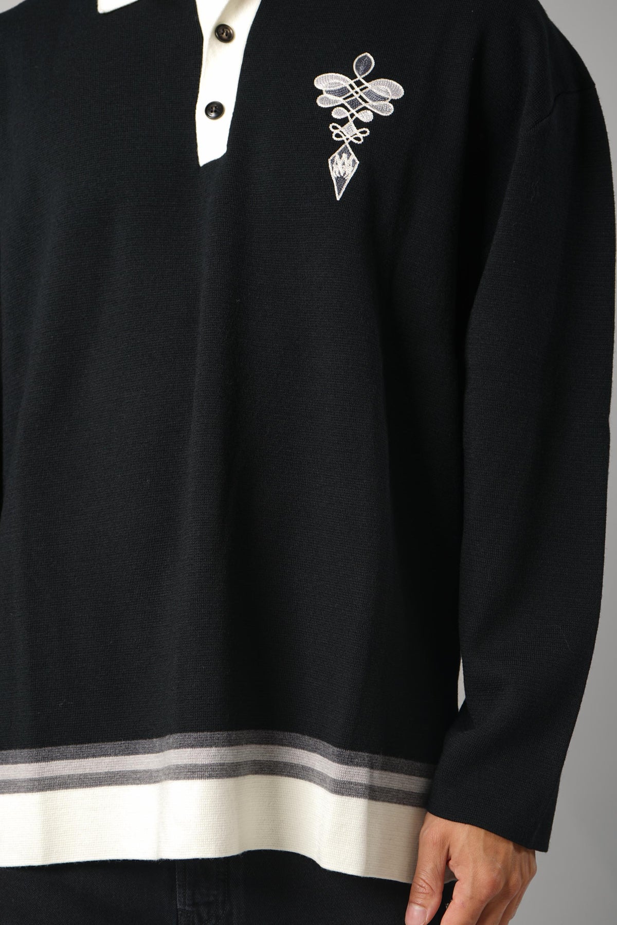Amiri Lasso Knit Os Ls Polo – Black