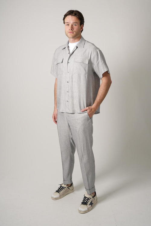 02 Marco Pescarolo Sette Linen Overshirt Grey