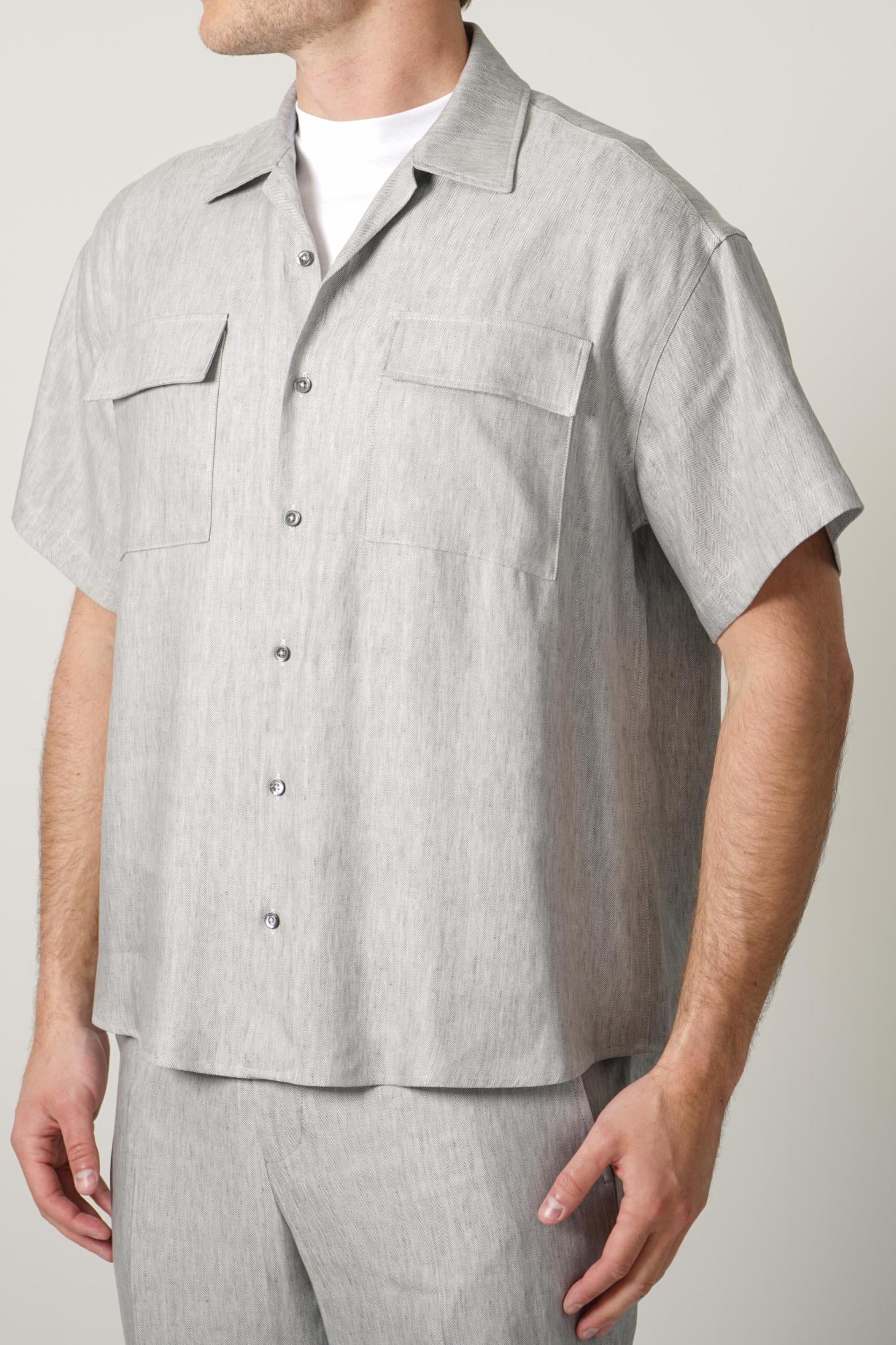 02 Marco Pescarolo Sette Linen Overshirt Grey