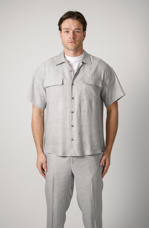 02 Marco Pescarolo Sette Linen Overshirt Grey