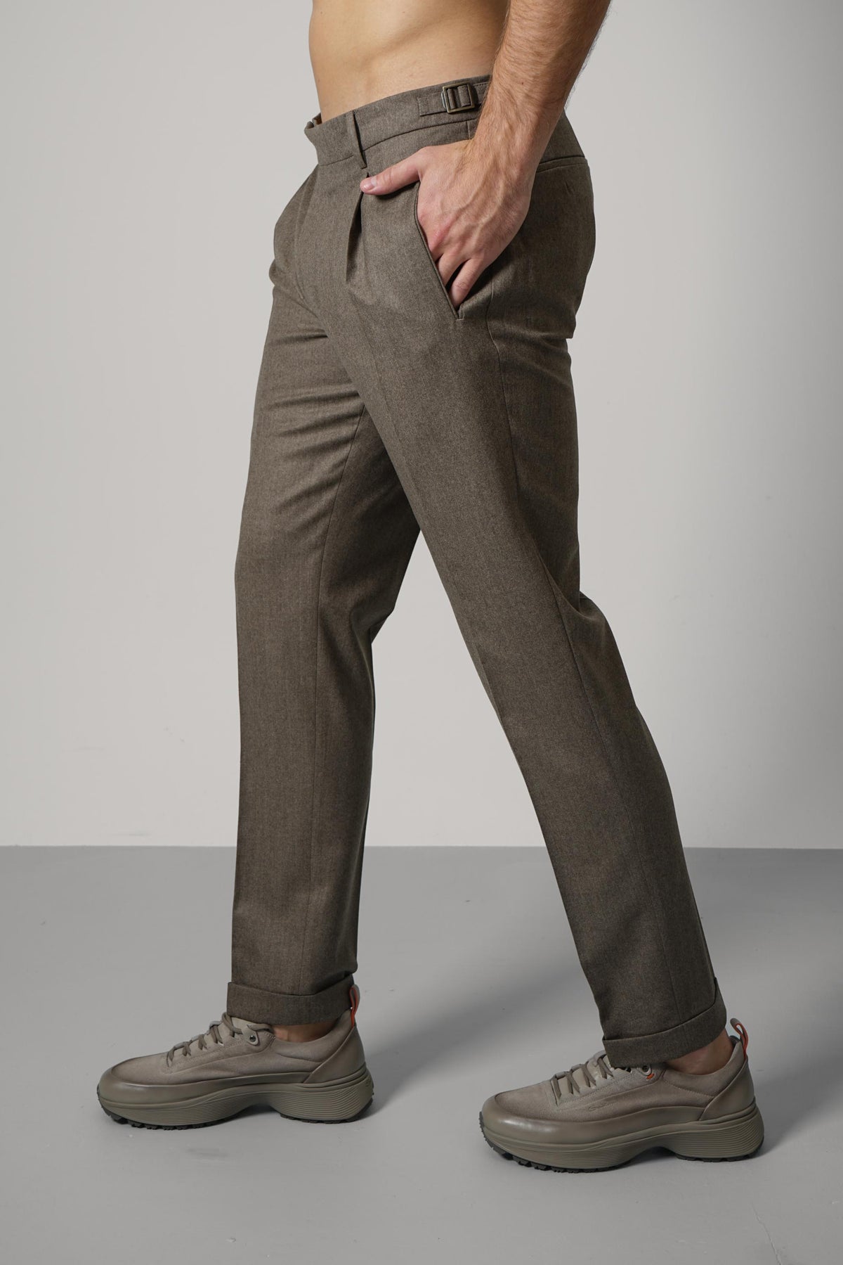 Berwich Retrolong Trousers – Dk Beige