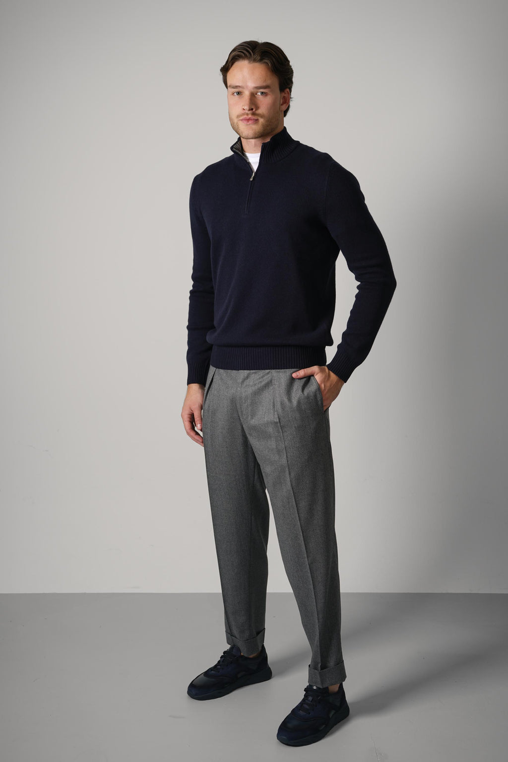Gran Sasso mock zip – navy