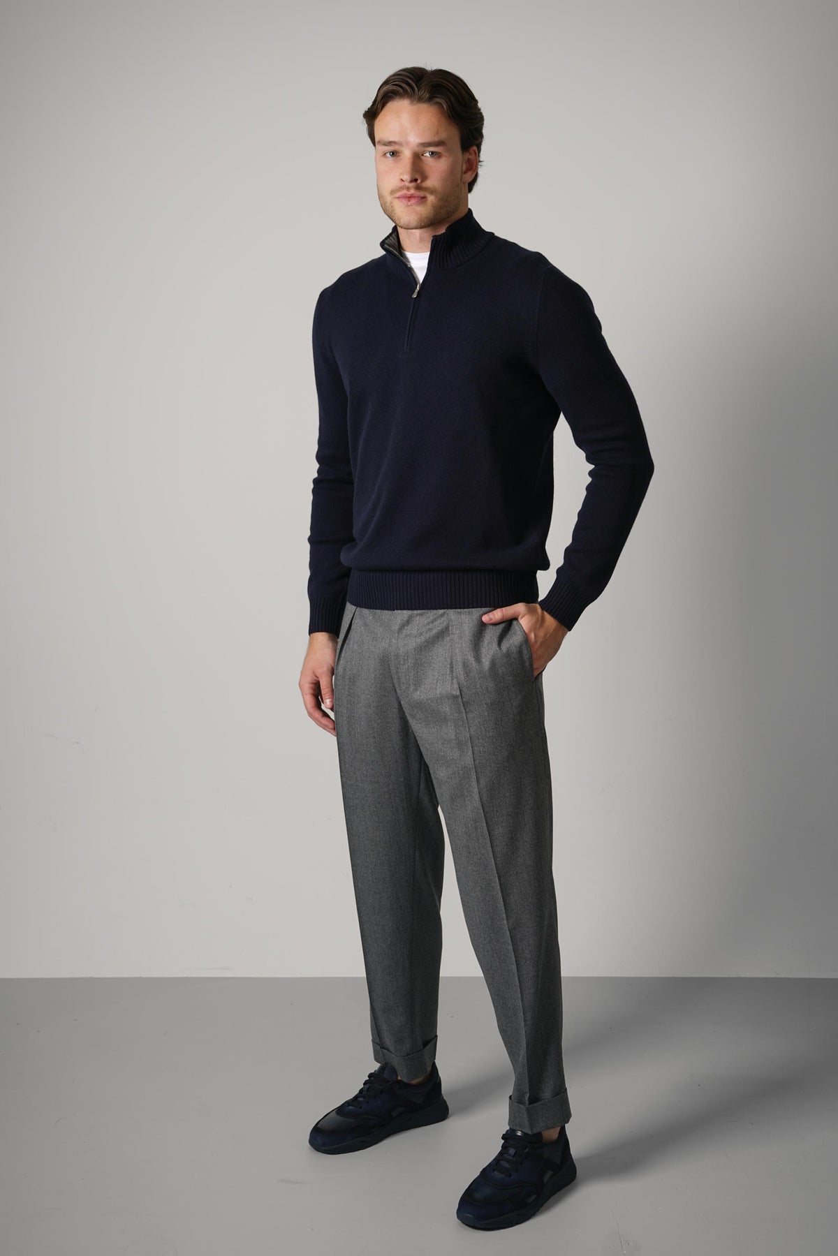 Gran Sasso mock zip – navy