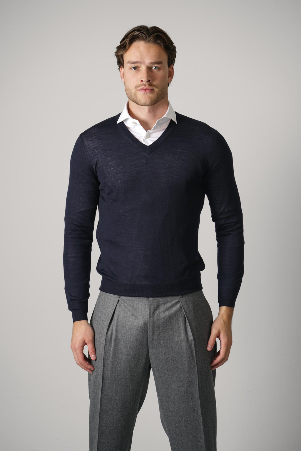Gran Sasso V-Neck L/S – Navy
