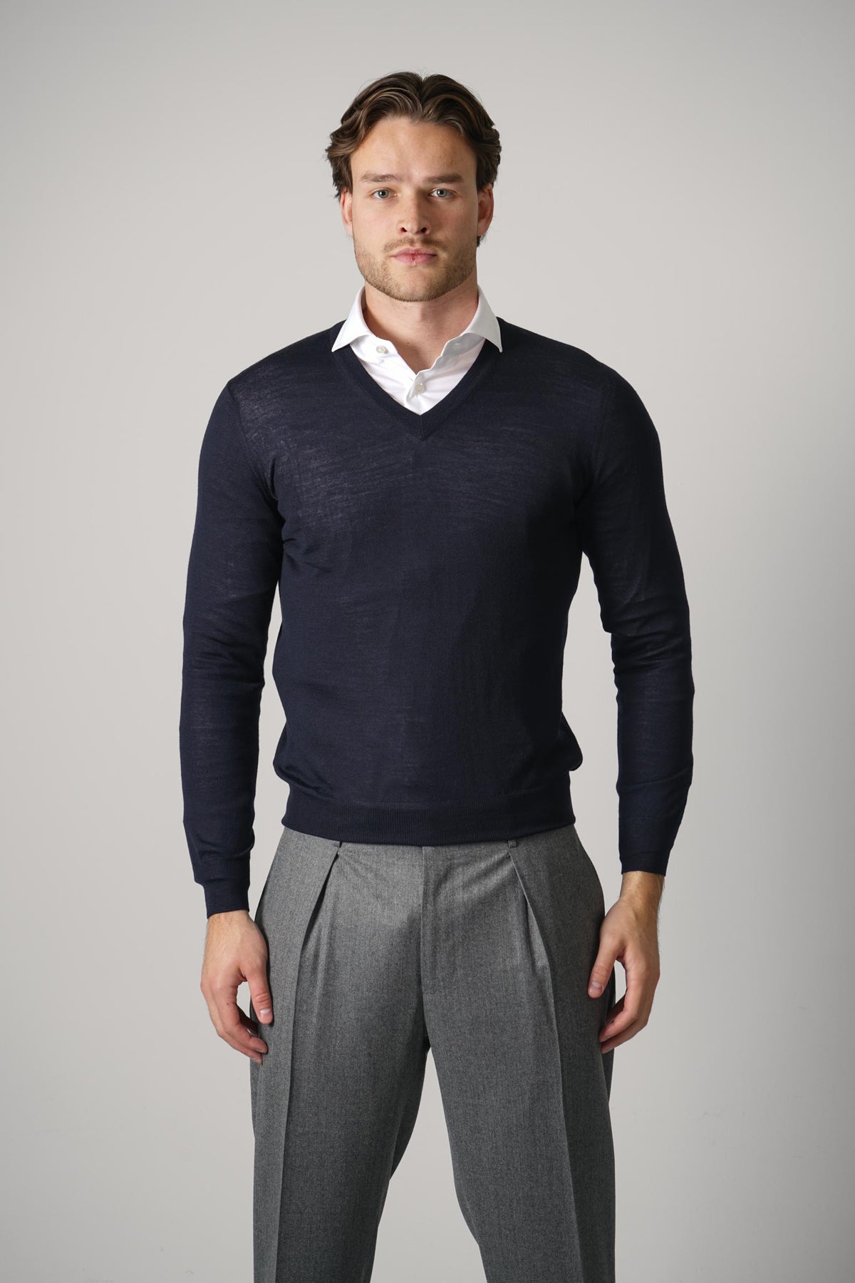Gran Sasso V-Neck L/S – Navy