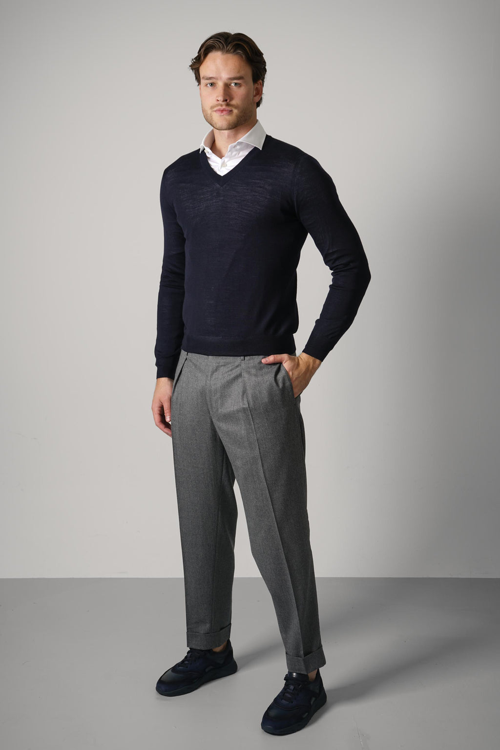 Gran Sasso V-Neck L/S – Navy
