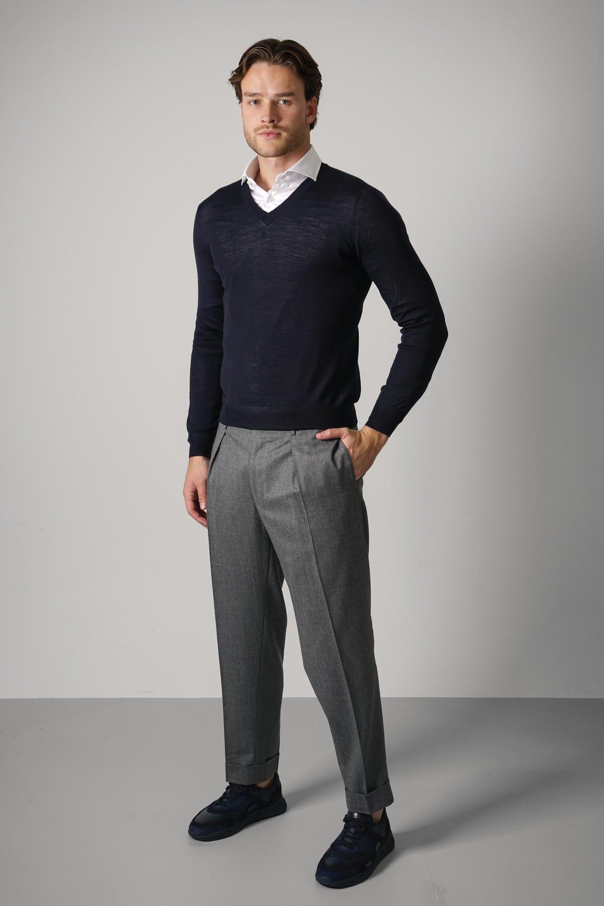 Gran Sasso V-Neck L/S – Navy
