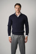 Gran Sasso Tennis L/S V-neck – navy