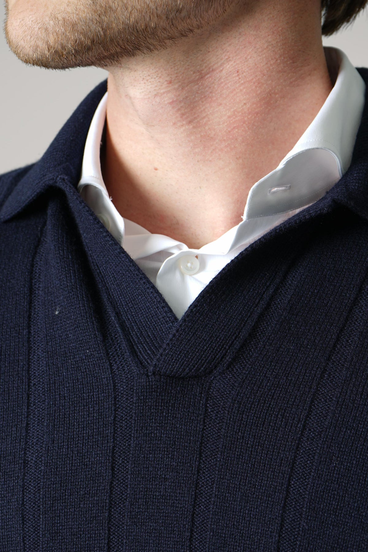 Gran Sasso Tennis L/S V-neck – navy