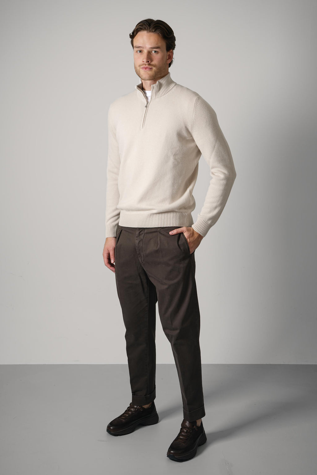 Gran Sasso Mock Zip – Beige