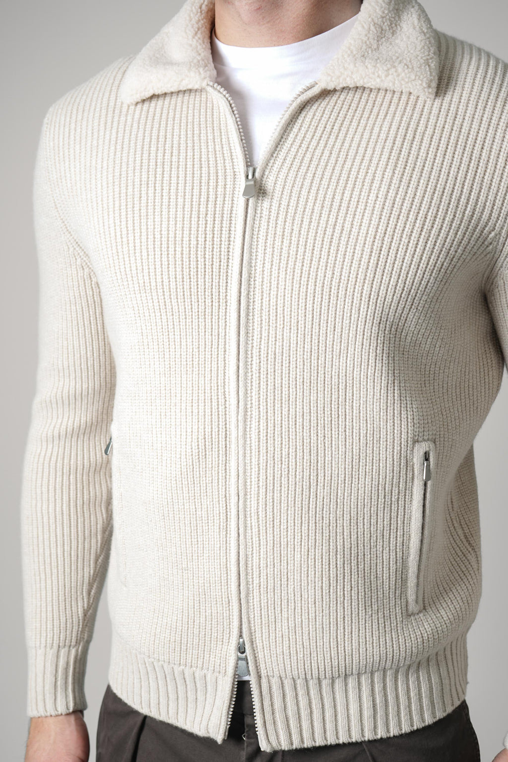 Gran Sasso Jacket Zip C/ Montone – Beige