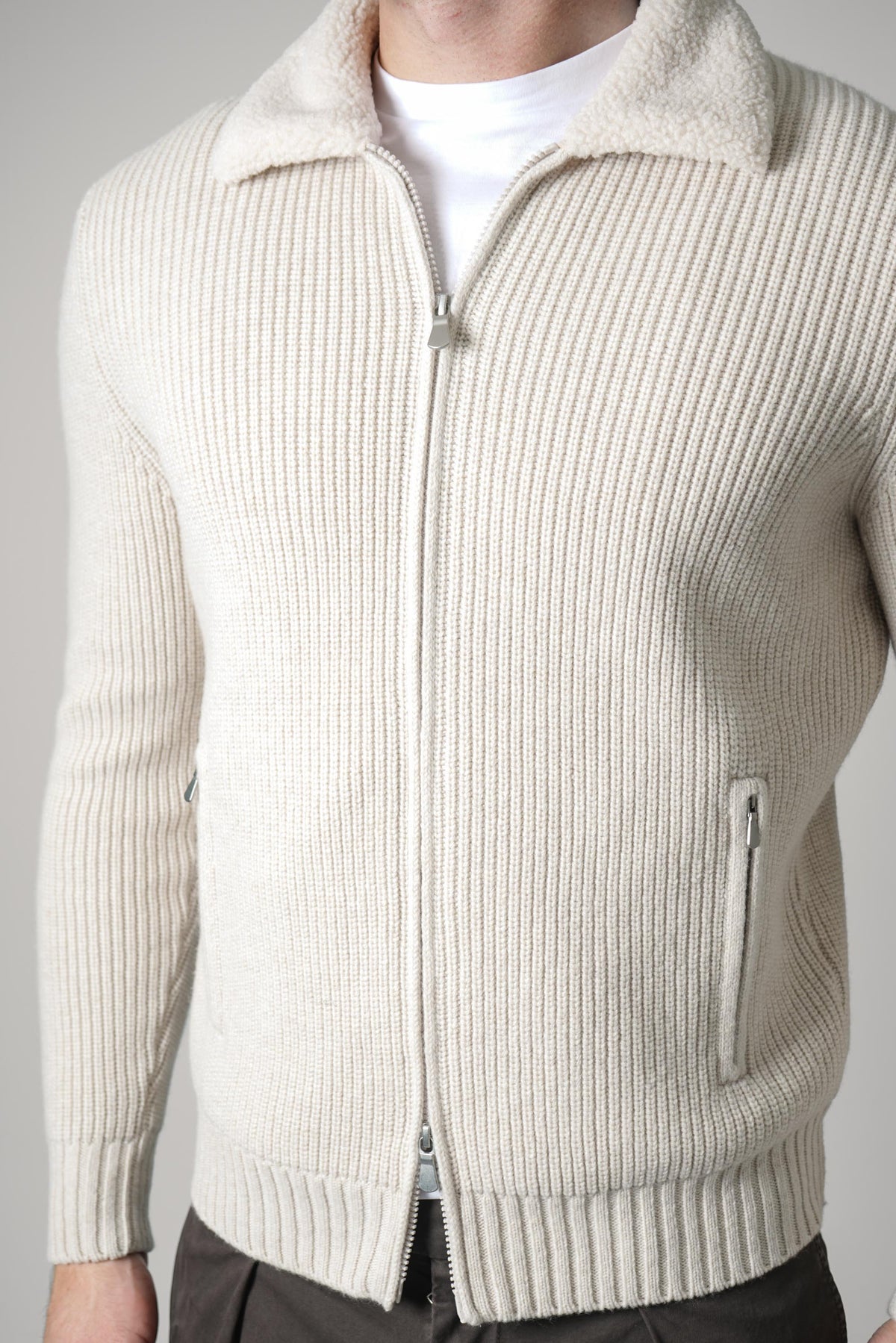 Gran Sasso Jacket Zip C/ Montone – Beige