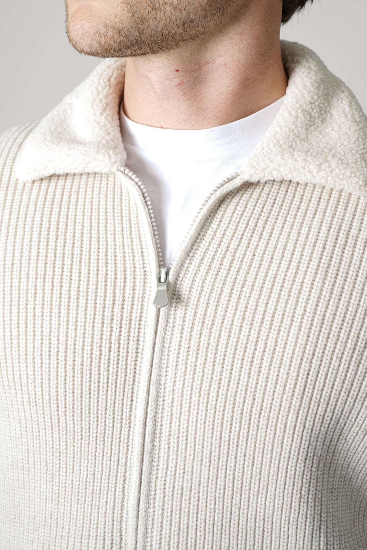 Gran Sasso Jacket Zip C/ Montone – Beige