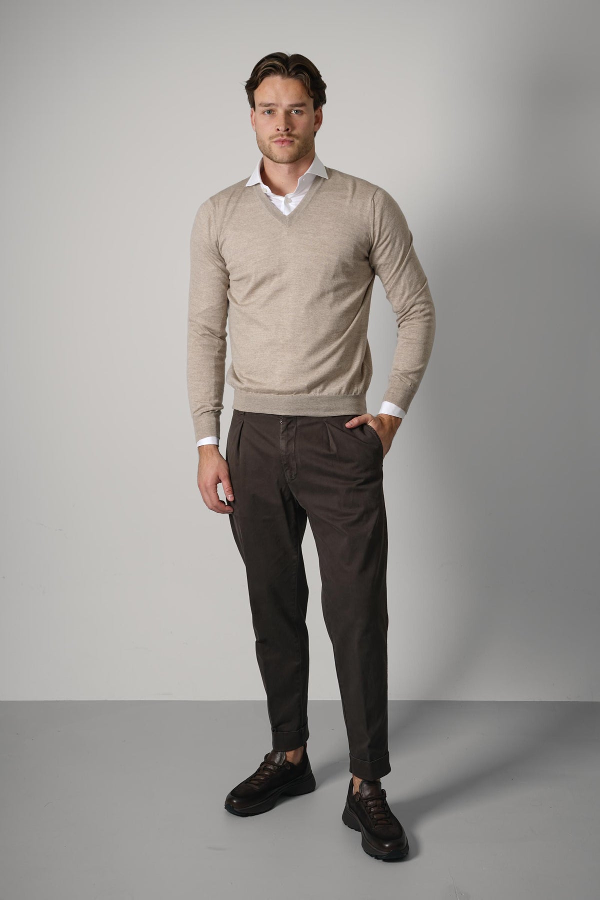 Gran Sasso V-Neck L/S – Greige