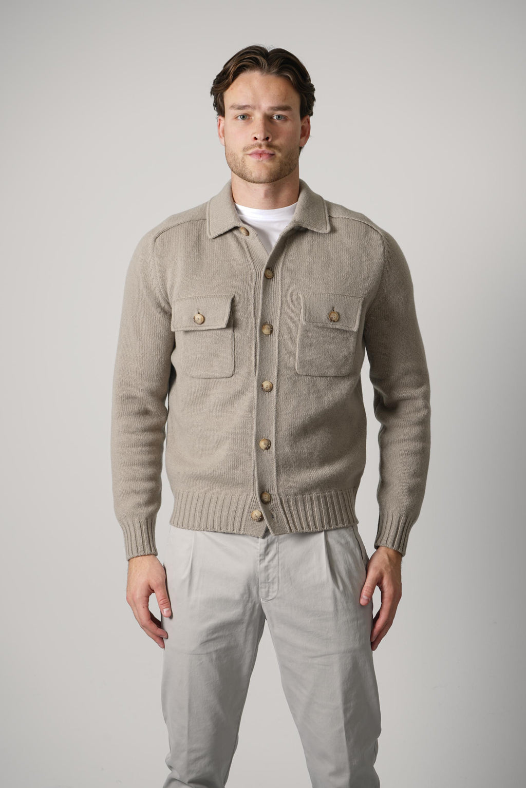 Gran Sasso Knitted Overshirt – Sand