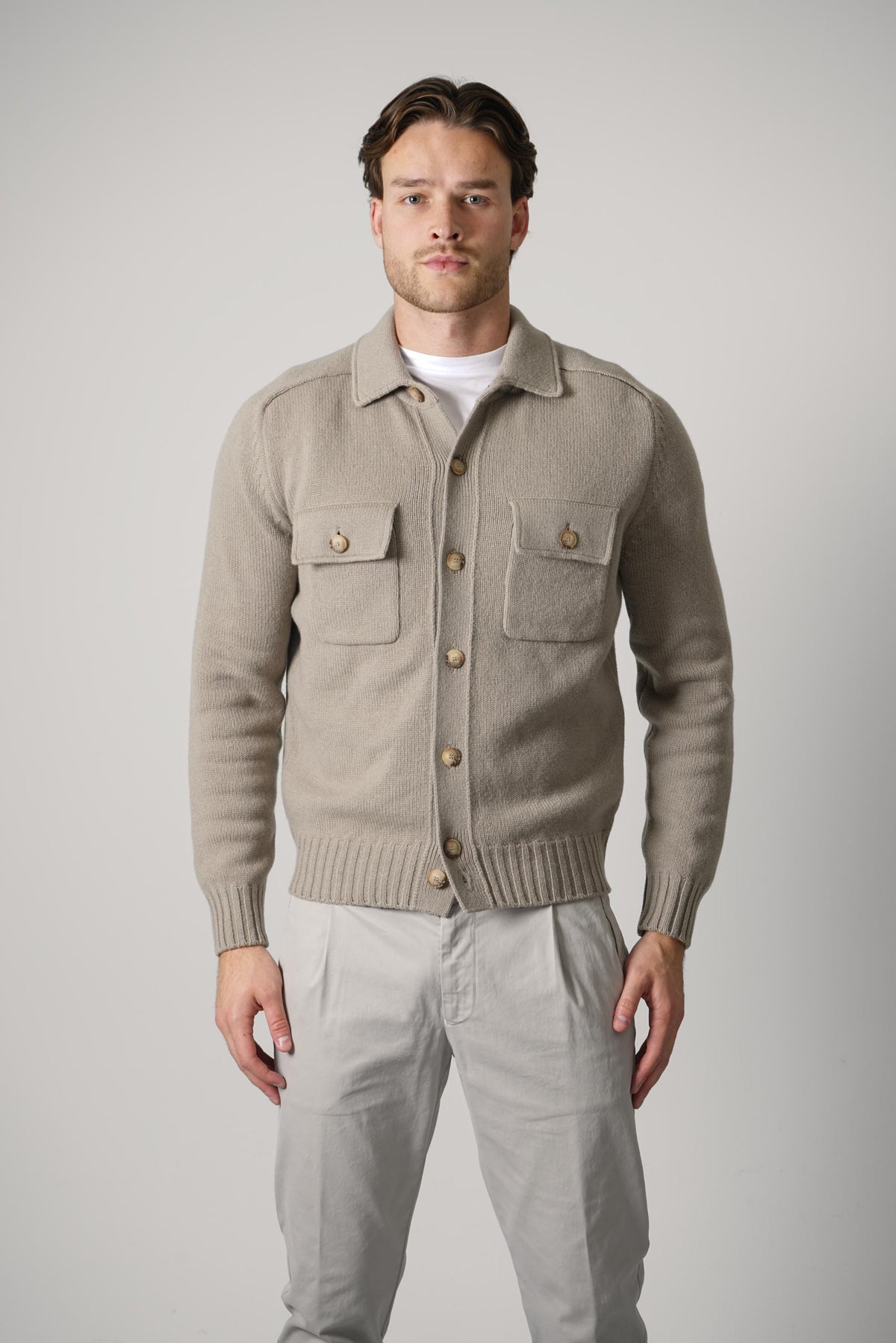 Gran Sasso Knitted Overshirt – Sand