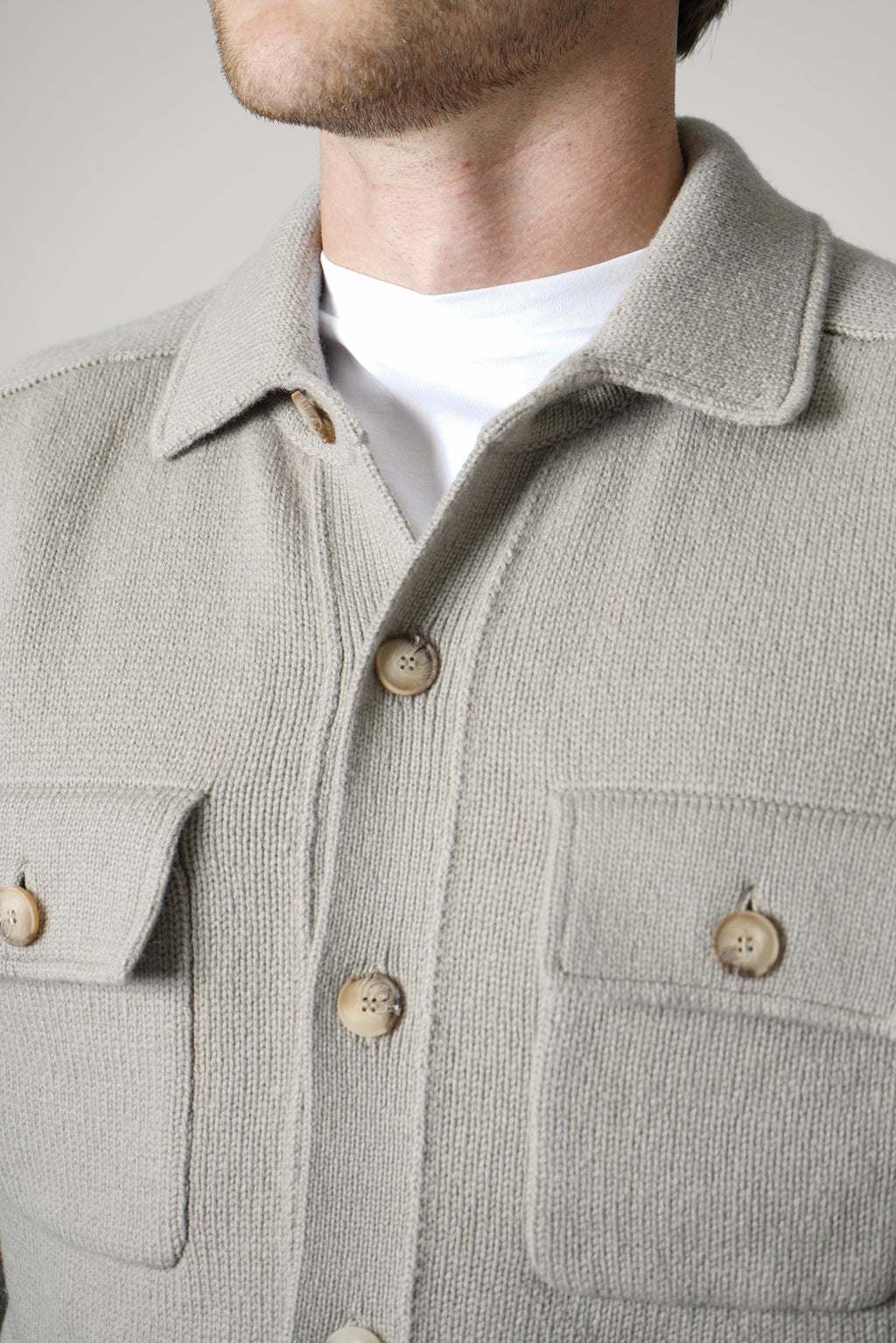 Gran Sasso Knitted Overshirt – Sand