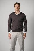 Gran Sasso V-Neck Long Sleeve Knitwear – Brown