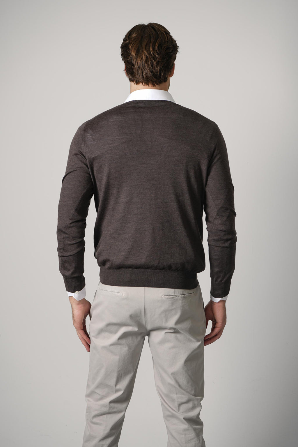 Gran Sasso V-Neck Long Sleeve Knitwear – Brown